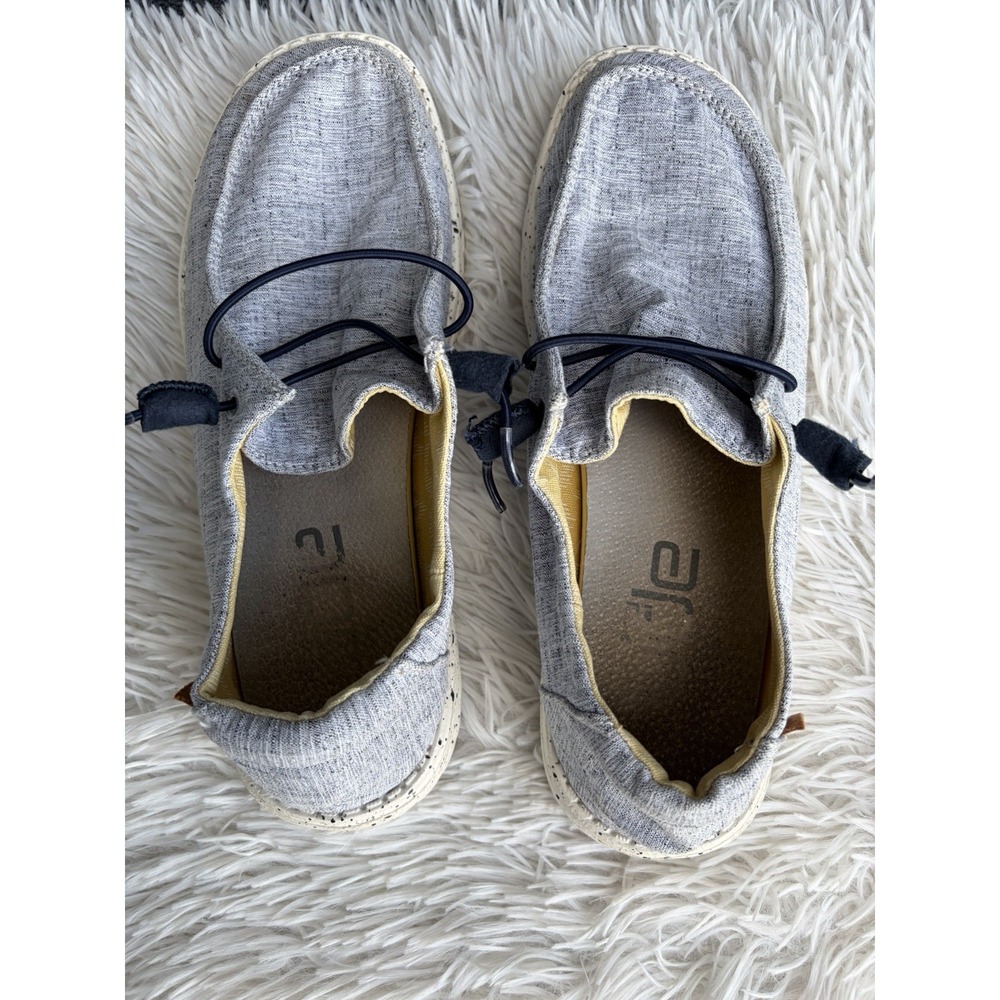 Hey Dude Wendy Shoes Womens Size 8 Chambray White Blue Slip On Comfort Loafers - Picture 4 of 11